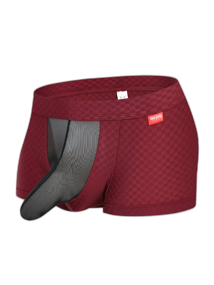 Men's Low-Rise Mesh Trunks – Breathable Nylon with 3D Pouch Support