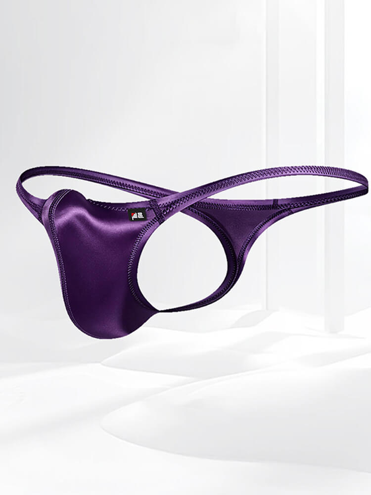 Men's Sexy Uplift Pouch Satin-Finish Bikini Thong