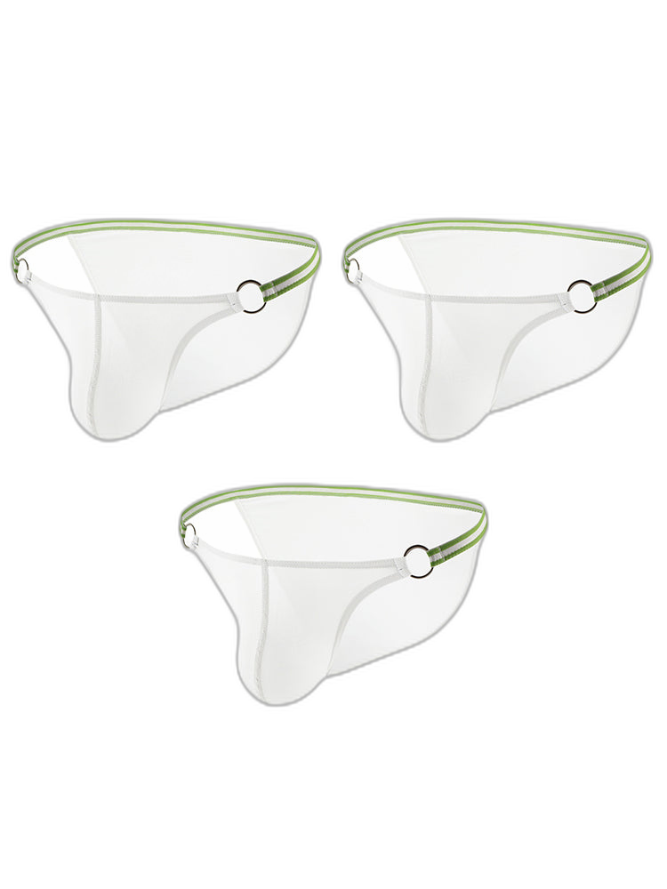 3 Pack Men's Sexy Low-Rise Bikini with Metal Ring