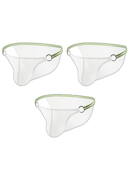 3 Pack Men's Sexy Low-Rise Bikini with Metal Ring