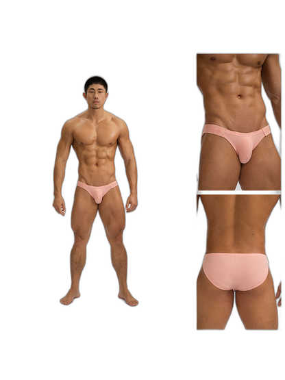 2 Pack Men's Solid Color Low Rise Sweat-Absorbent Large U-Shaped Small Pocket Briefs