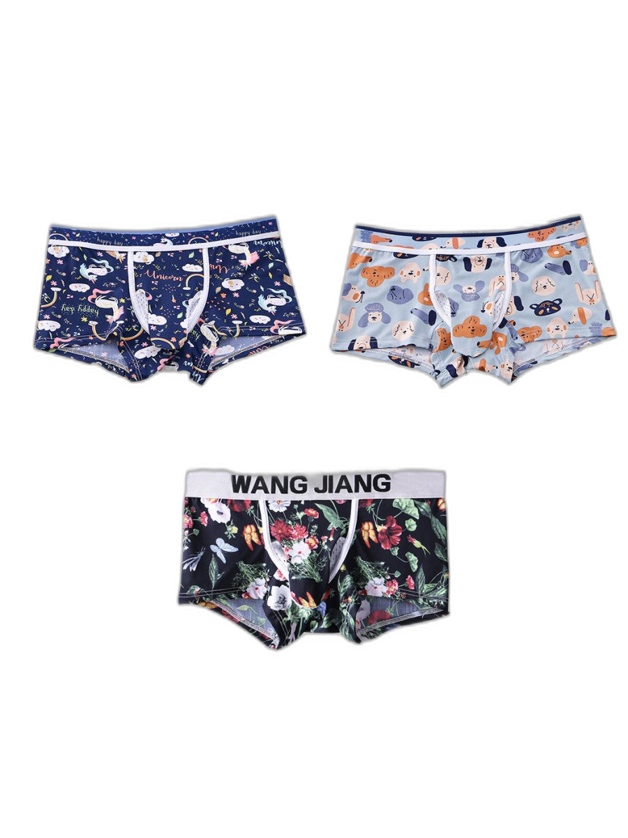 3 Pack Men's Ice Silk Trunks with Separated Pouch Design