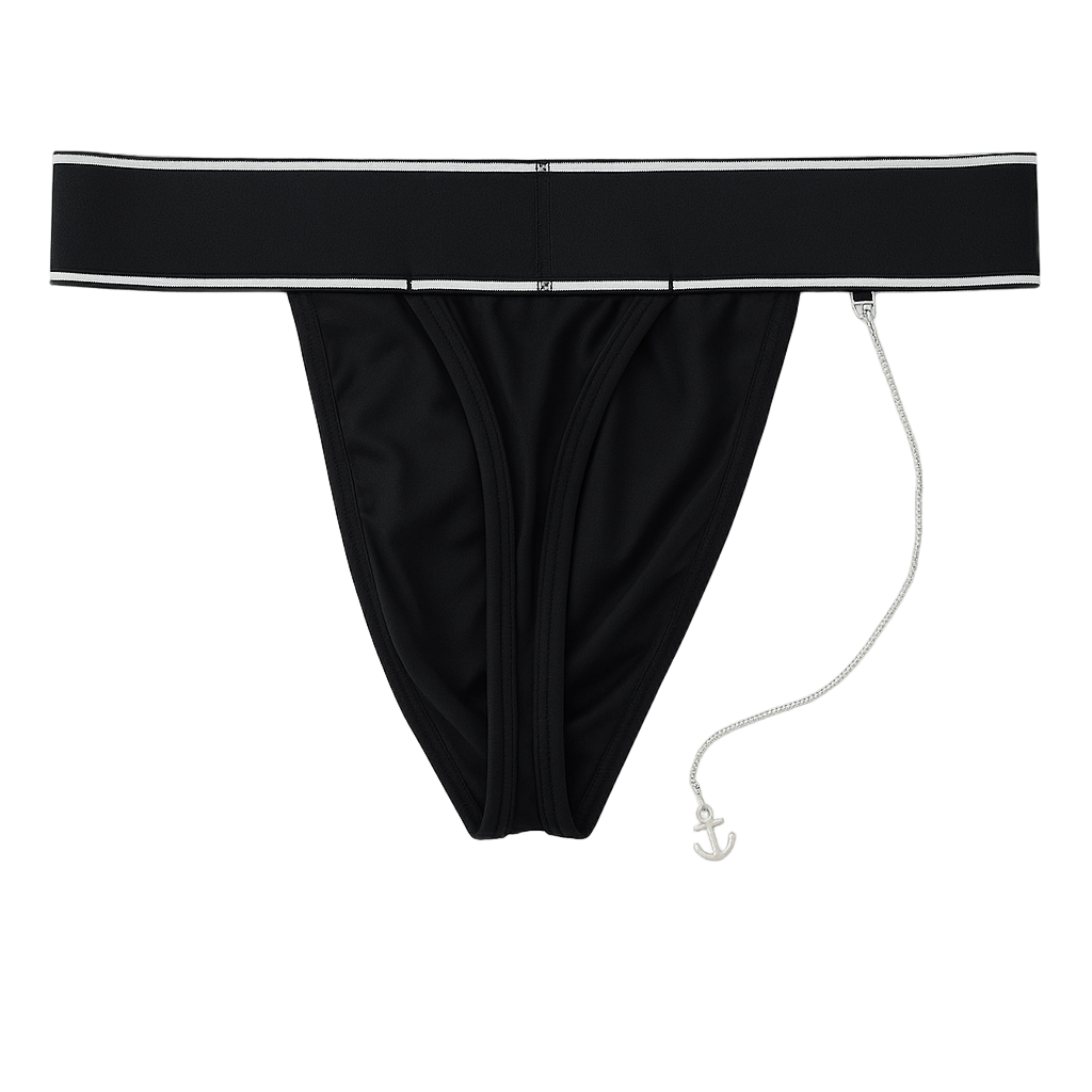 MSTER Thong with Detachable Chain Accessory Black