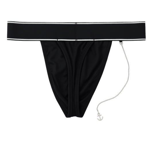MSTER Thong with Detachable Chain Accessory Black
