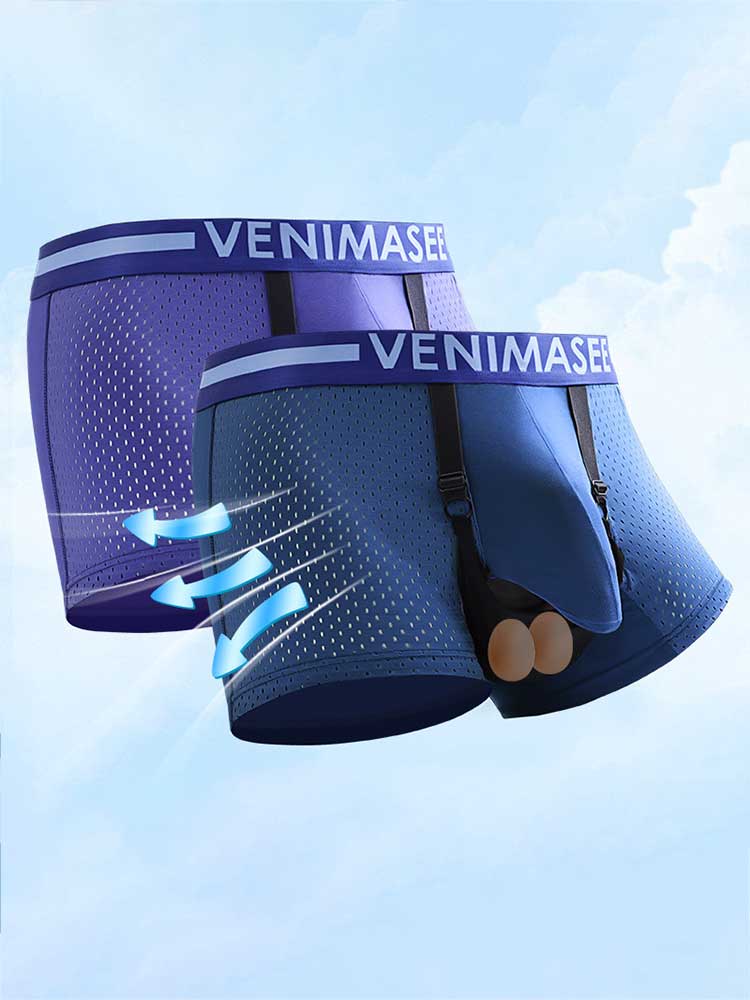 Men's Adjustable Scrotal Support Mesh Boxer Briefs