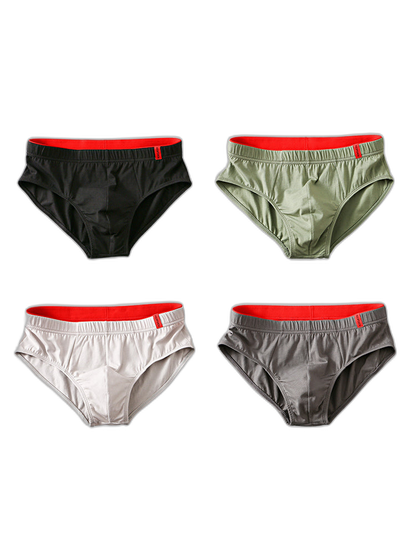 4 Pack Men's Solid Color Cotton Low-Rise Seamless Comfort Briefs