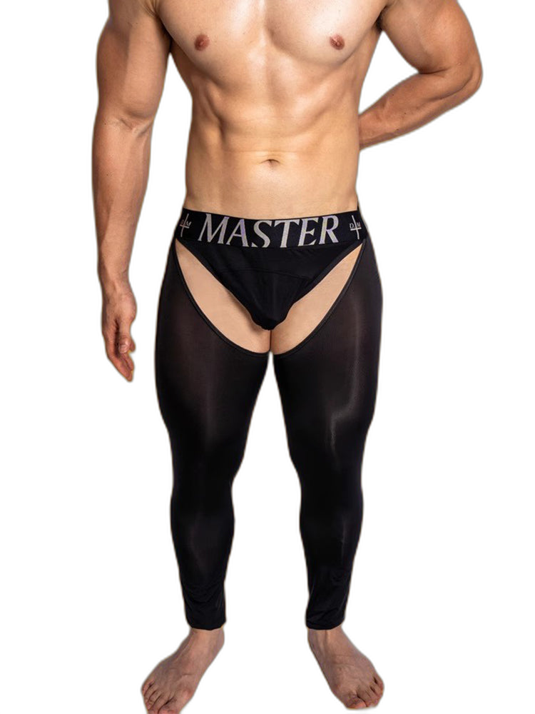 Men's Low-Waist Sexy Hollow Silk-Smooth Semi-Transparent Thermal Pants