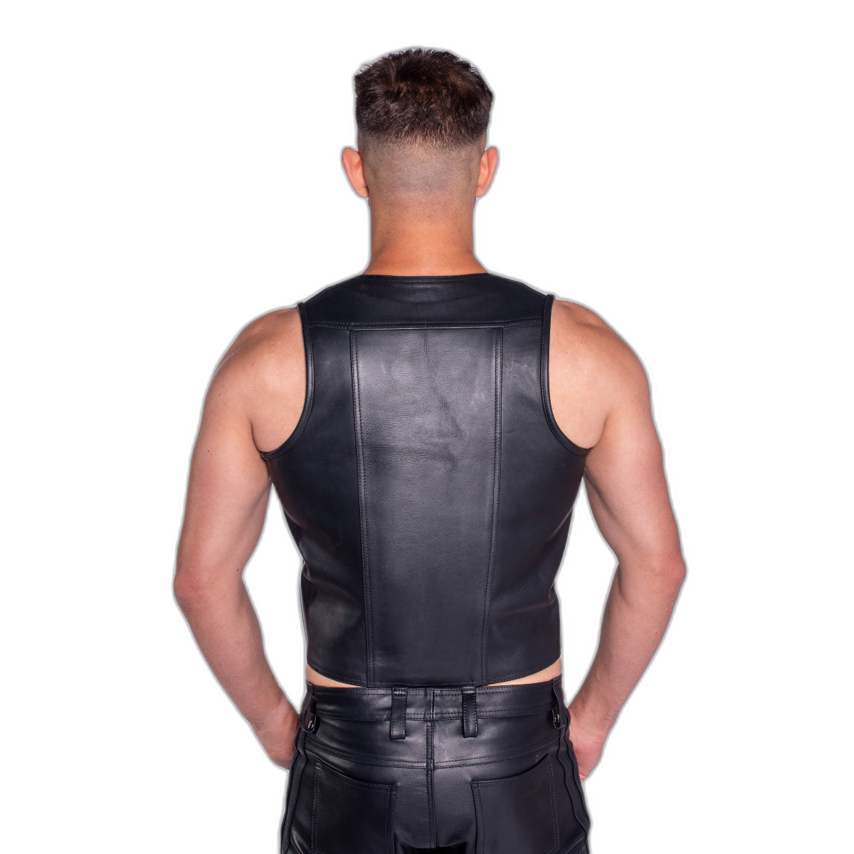 Prowler RED Leather Waistcoat Black