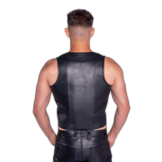 Prowler RED Leather Waistcoat Black