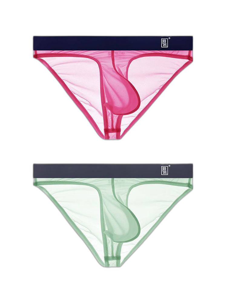 Men's Ultra Thin Ice Silk See-through Briefs