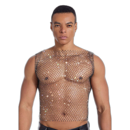 Rhinestone Mesh Tank