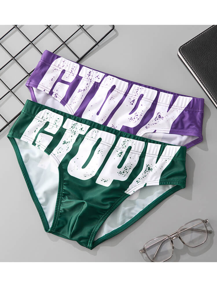 Men's Sexy Print Low-Rise Quick-Dry Swim Briefs