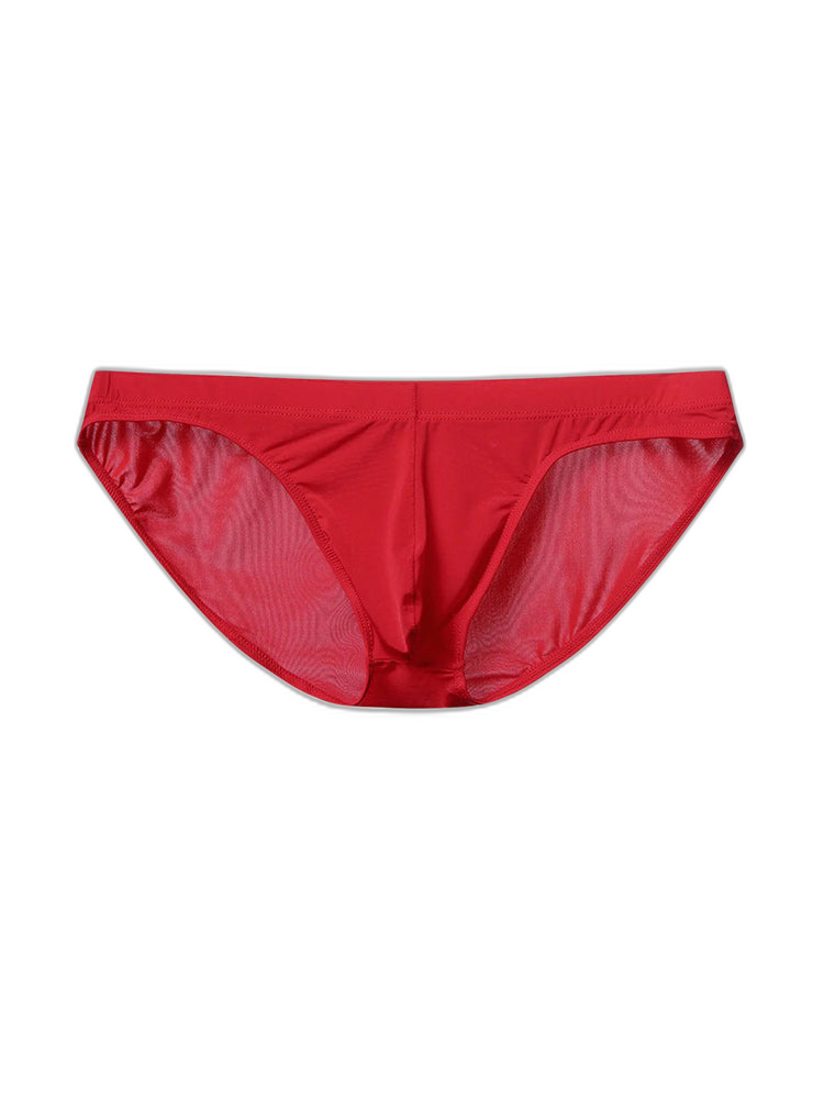Men's Low Waist Ice Silk Transparent Seamless Briefs