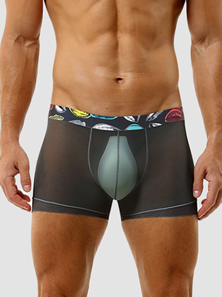 Men's Lightweight Seamless Sheer Ice Silk Boxer Briefs