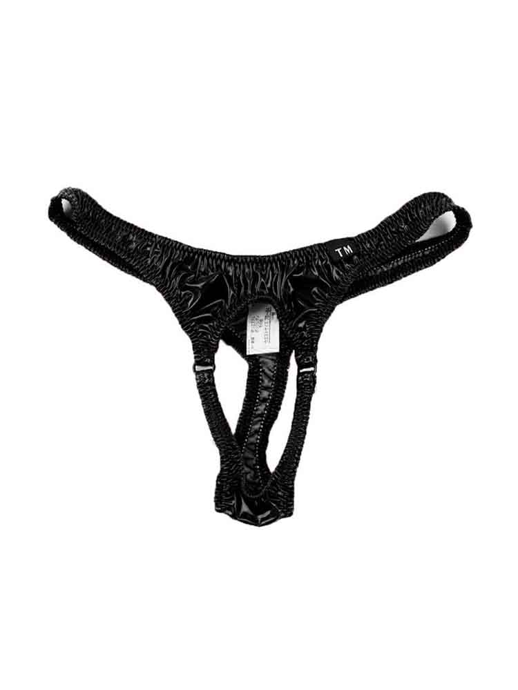 Men's Sexy Shiny Leather Thong