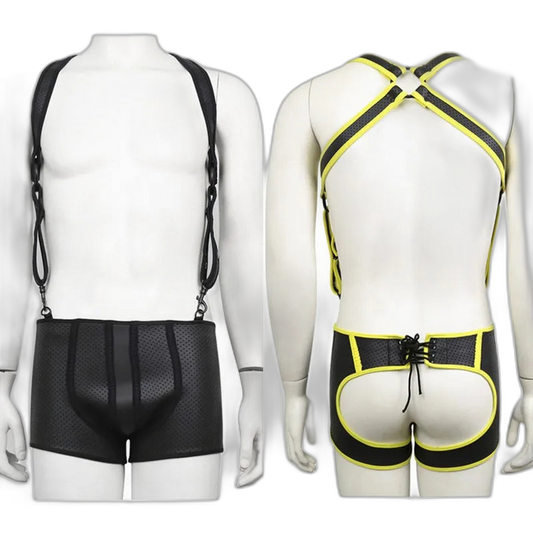Neoprene Backless Fetishwear Suspenders