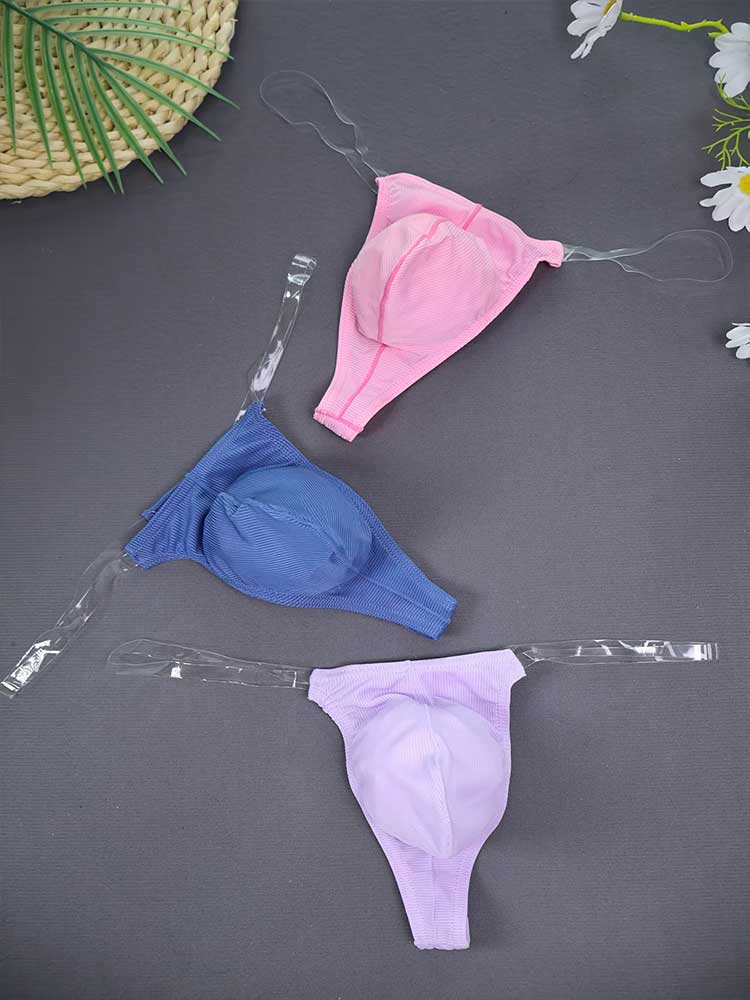 Men's Sexy Transparent Thin Strap Low-Rise Thong
