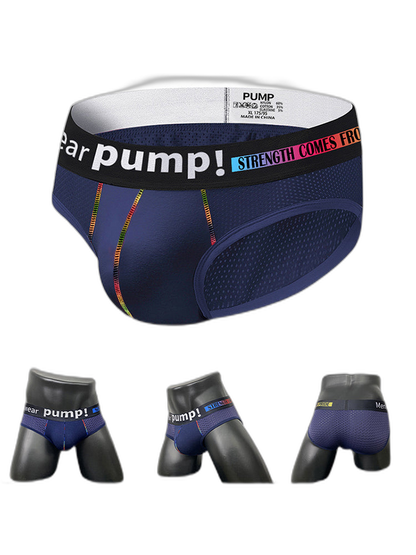 Men's Mesh Briefs With Colorful Spliced Lines