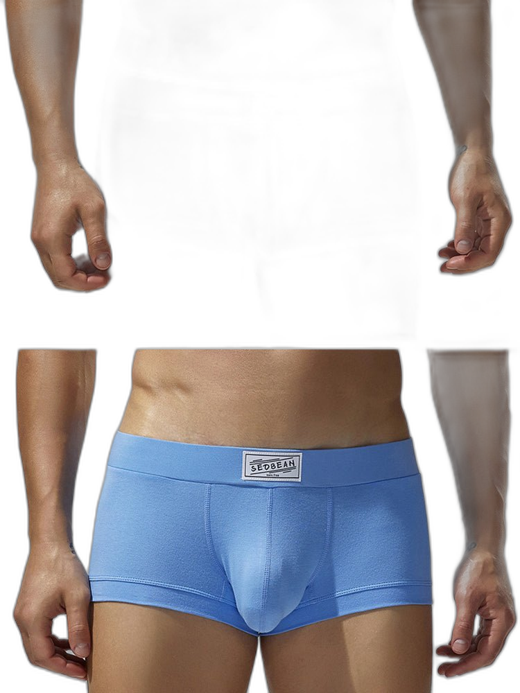 2 Pack Men's Low-Rise Solid Breathable Cotton Trunks