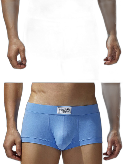 2 Pack Men's Low-Rise Solid Breathable Cotton Trunks