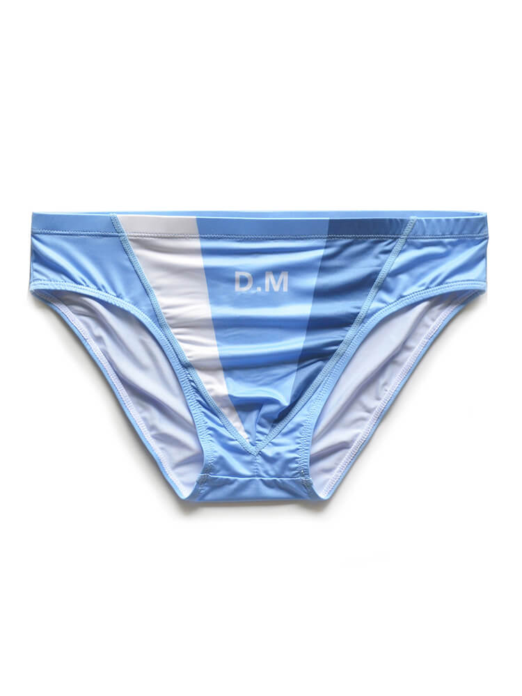 D.M Men's Sexy Color-Block Print Quick-Dry Briefs