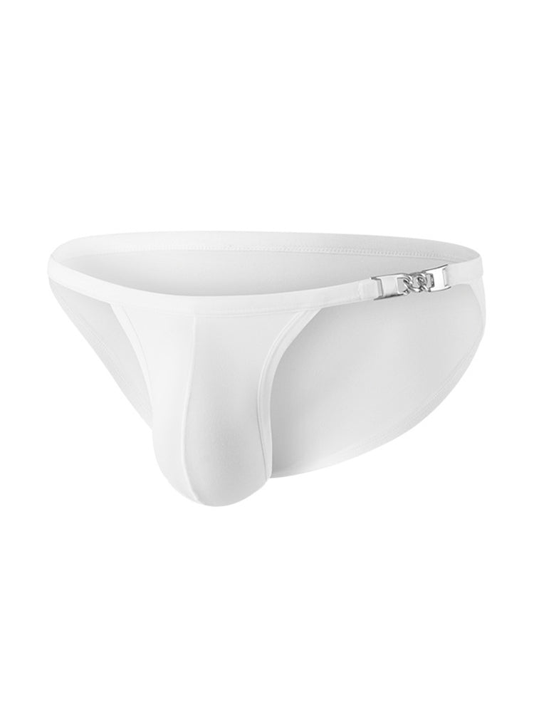 2 Pack Men's U-Shaped Pouch Low-Rise Metal-Clasp Thin Briefs