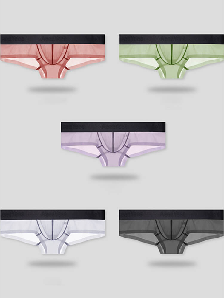 Men's Sexy Low-Rise Stretch Sheer Ice Silk Boxer Briefs