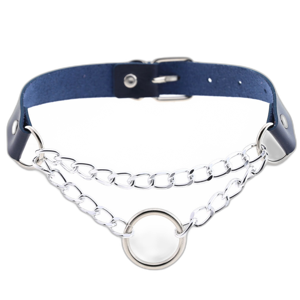 Chained O-Ring Leather Collar / Choker