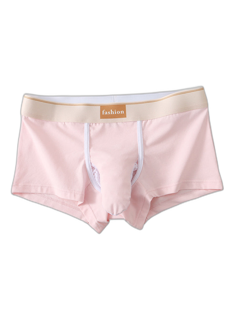 3 Pack Men's Elephant Trunk Separate Cotton Sexy Mid-Rise Solid Color Trunks