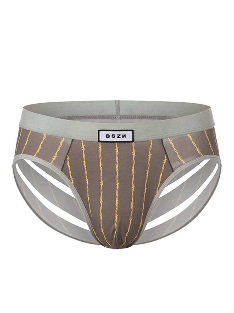 Men's Sexy Thorns Stripes Print Cutout Briefs