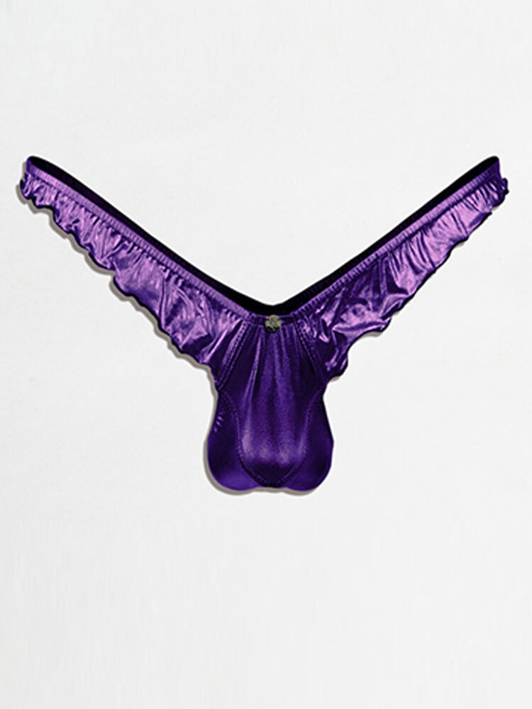 Men's Sexy Ruffled Metallic Bulge-Enhancing Thong