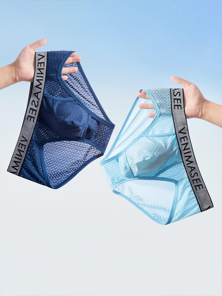 Men's Separated-Pouch Ice Silk Mesh Breathable Briefs