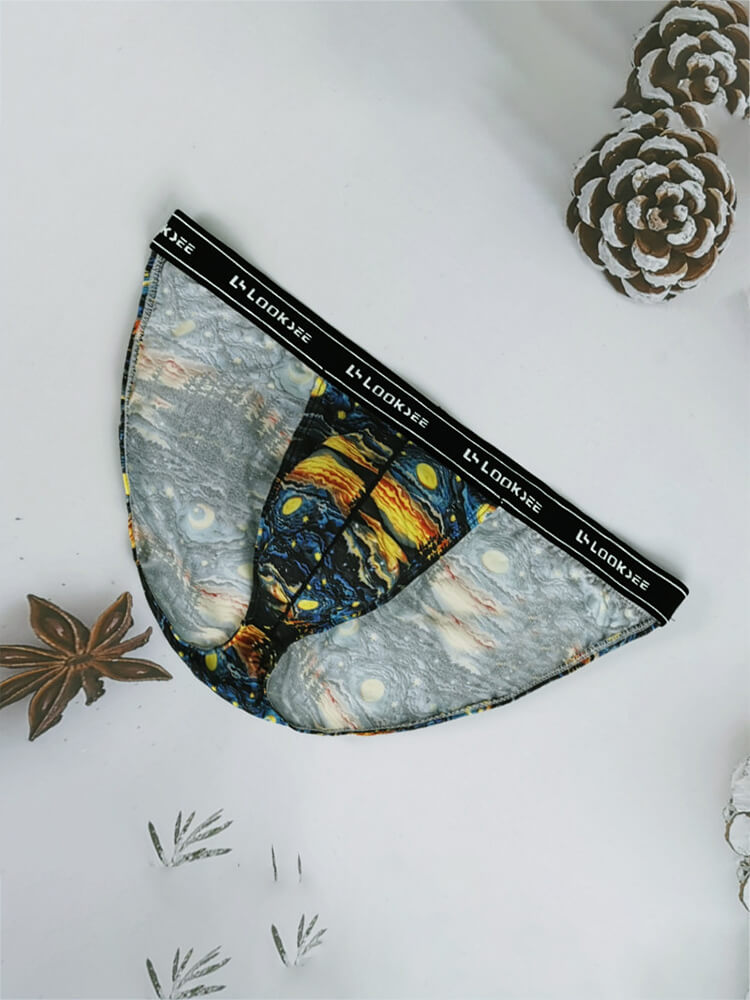 Men's Sexy Oil Painting Print Mid-Rise Briefs