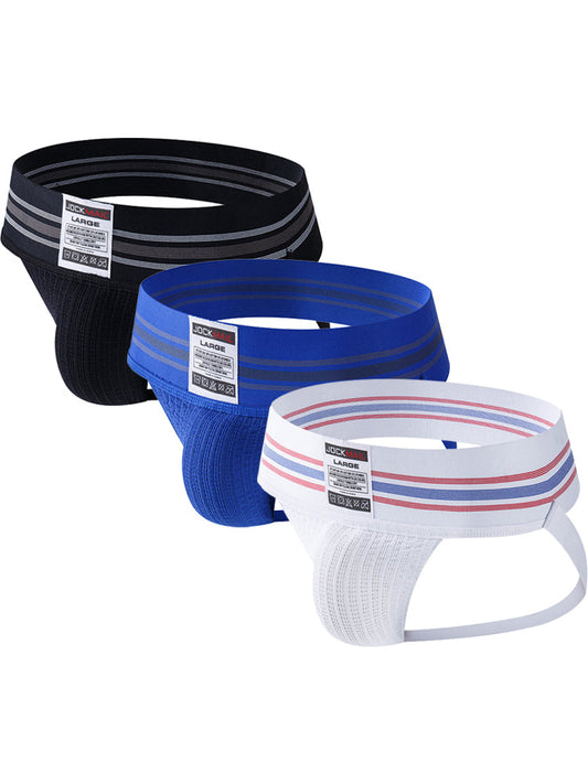 3 Pack Wide Belt Breathable Elastic Big Pouch Bag Jockstrap