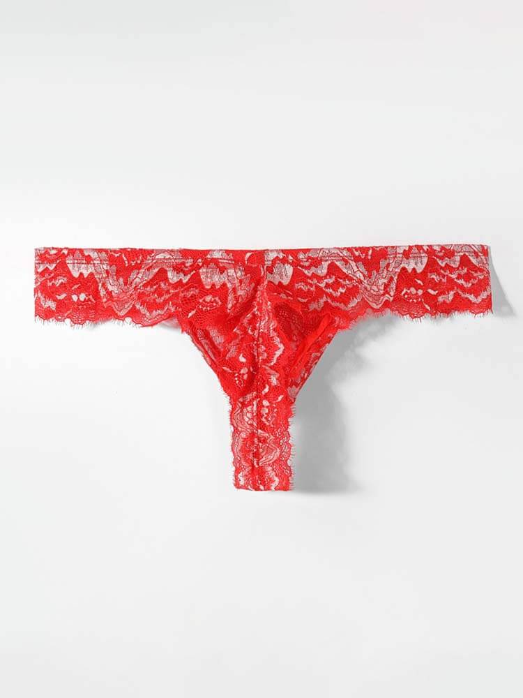 Men's Sexy Low-Rise Seamless Lace Thong