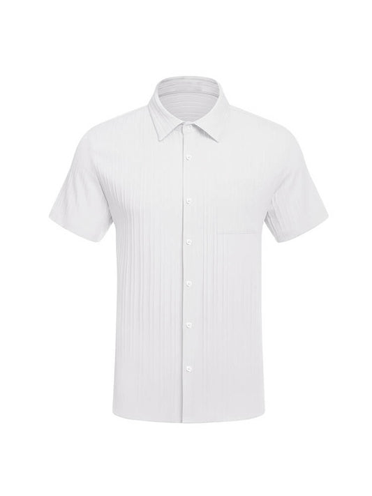 Men's Loose Textured Solid Short-Sleeve Shirt