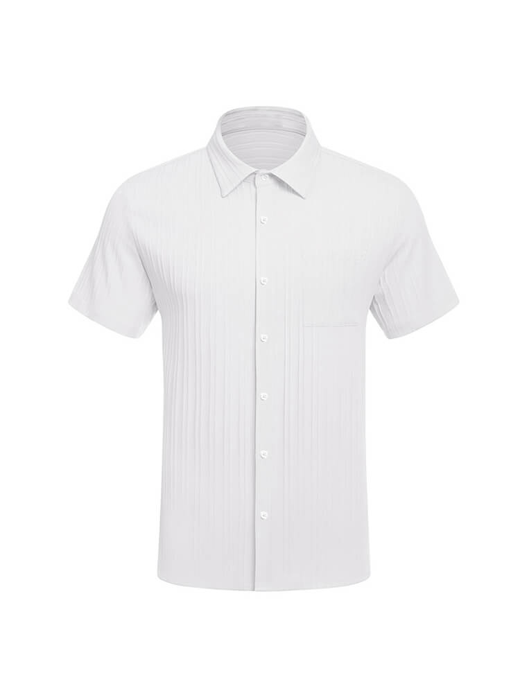 Men's Loose Textured Solid Short-Sleeve Shirt