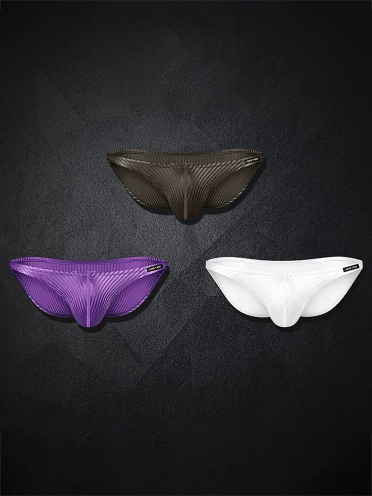 Men's Vertical-Striped High-Cut U-Pouch Briefs