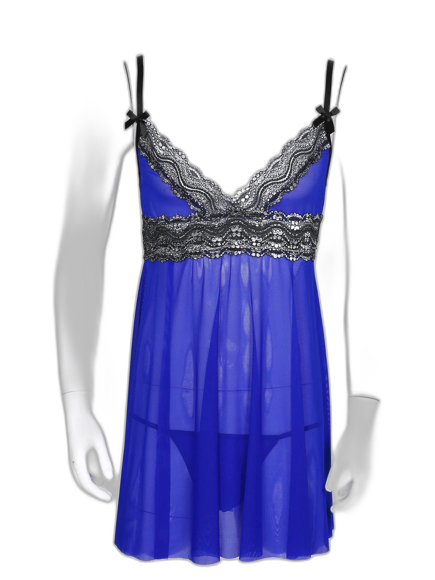 Mesh Floral Lace Sissy Mini Nightgown Set