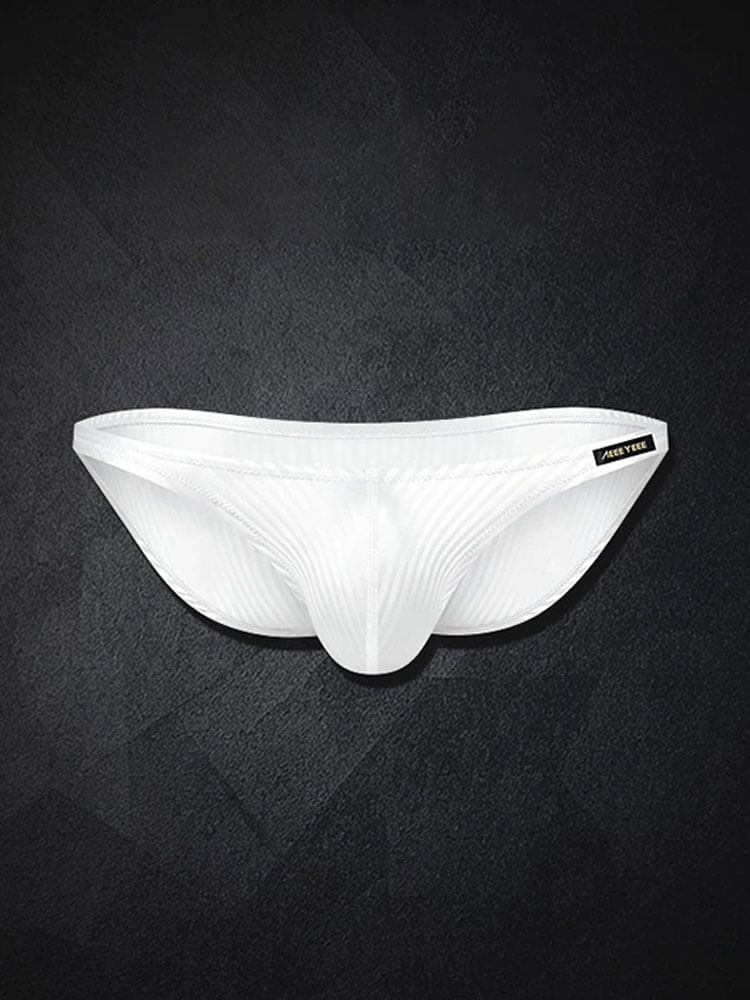 Men's Vertical-Striped High-Cut U-Pouch Briefs