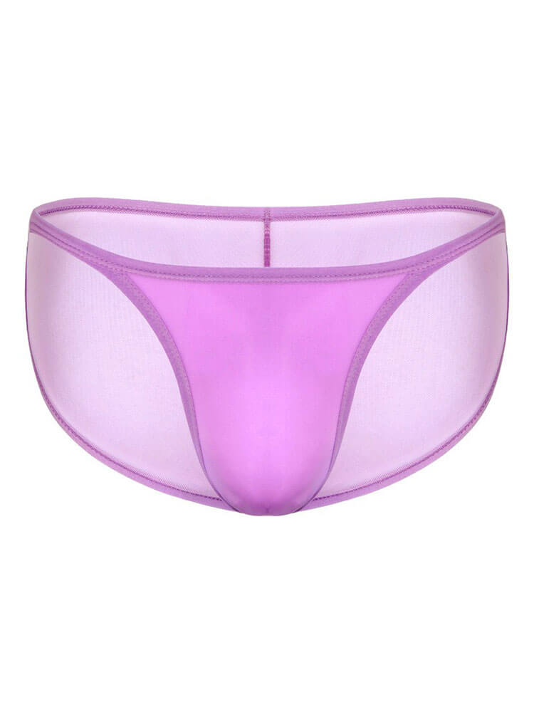 Men's Sexy High-Cut Mesh Solid Color Thin Briefs