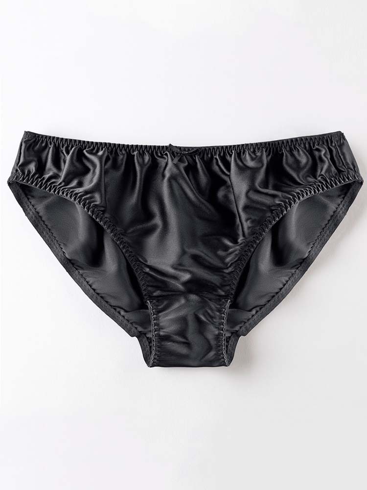 Simple Small Bow Mulberry Silk Solid Color Briefs