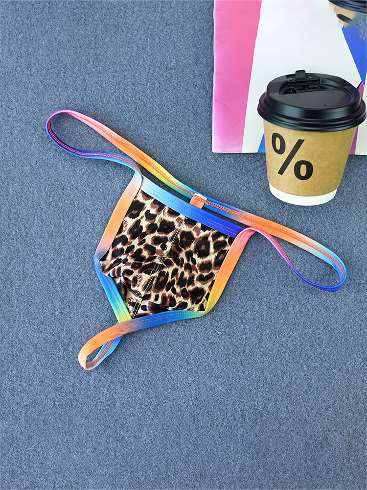 Men's Rainbow Thin Strap Printed U-Pouch Thong