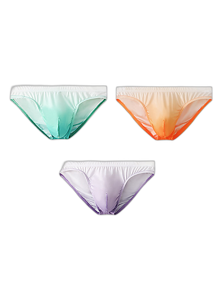 3 Pack Men's Sensual Silk-Like Loose Gradient Color Bikini