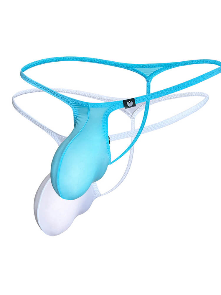 Men's Low-Rise Large-Pouch Sexy Ice Silk Thong
