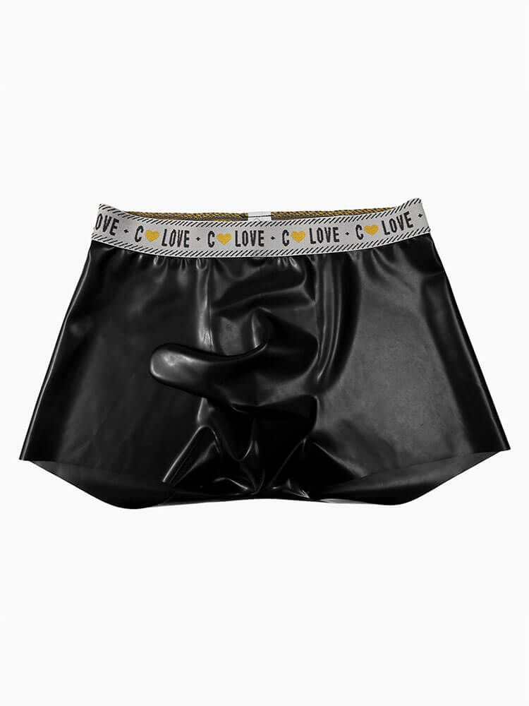 Men's Sexy Bullet-Separating Latex Boxer Briefs