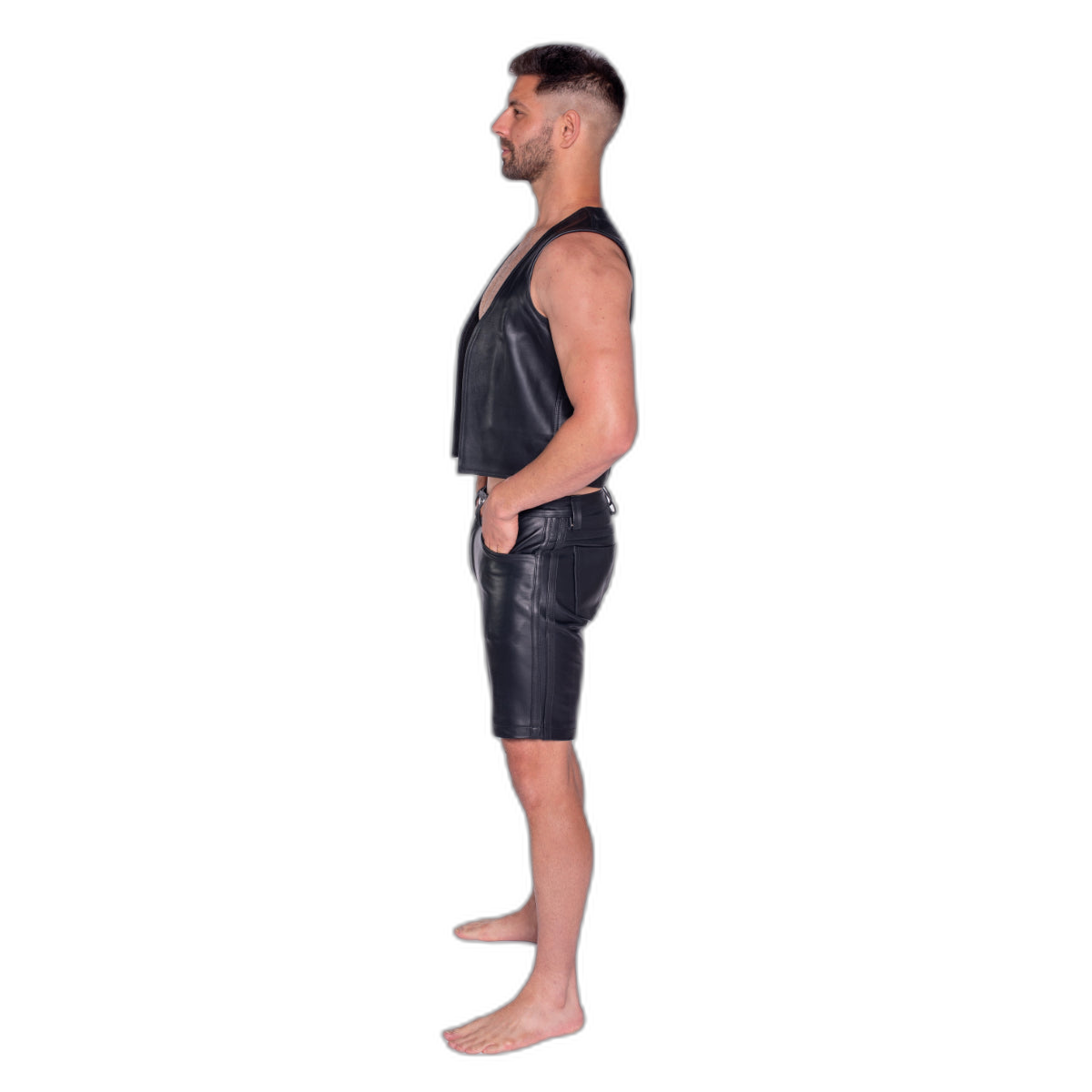Prowler RED Leather Waistcoat Black