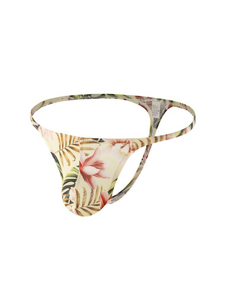 Men's Sexy Low-Rise Thin Straps Plant Pattern Thong