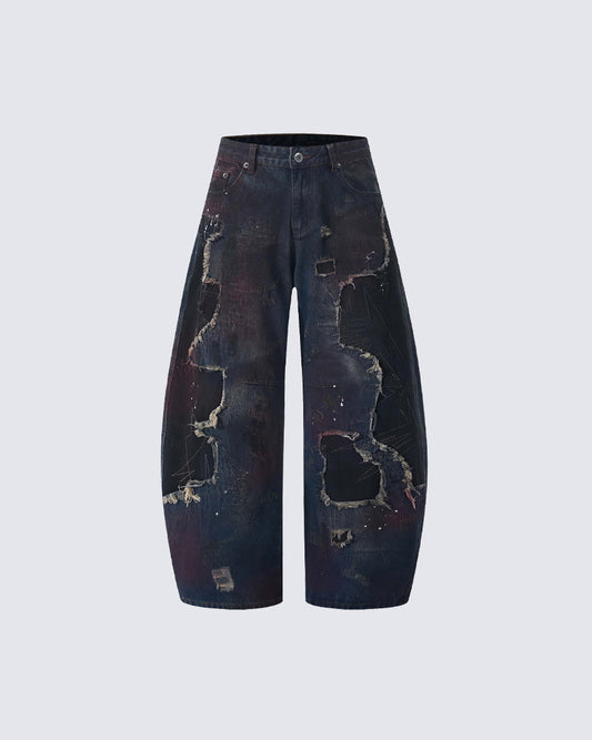Vintage Distressed Paint Splatter Jeans