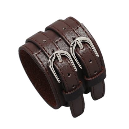 Adjustable Leather Dual-Buckle Bracelet